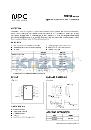 SM8761AA datasheet - Spread Spectrum Clock Generator