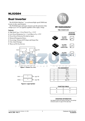 NLX2G04BMX1TCG datasheet - Dual Inverter