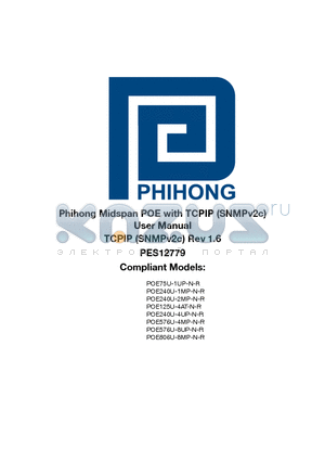POE75U-1UP-N-R datasheet - Phihong Midspan POE with TCPIP (SNMPv2c)