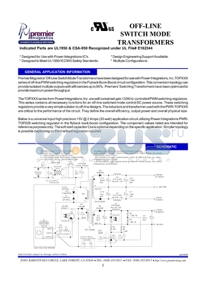 POL-05012 datasheet - OFF-LINE SWITCH MODE TRANSFORMERS