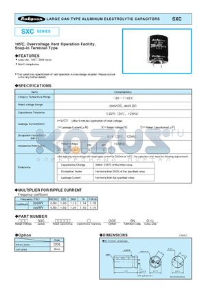 SXC datasheet - LARGE CAN TYPE ALUMINUM ELECTROLYTIC CAPACITORS