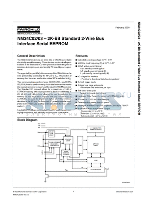 NM24C02EM8 datasheet - 2K-Bit Standard 2-Wire Bus