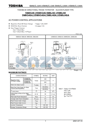 SM8J48 datasheet - AC POWER CONTROL APPLICATIONS