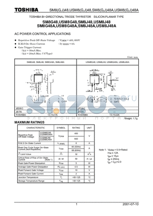 SM8J48A datasheet - AC POWER CONTROL APPLICATIONS