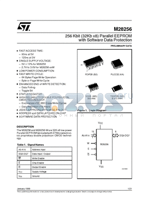 M28256-12NS1T datasheet - 256 Kbit 32Kb x8 Parallel EEPROM with Software Data Protection