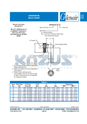 M85049-46-A12 datasheet - Strain Relief