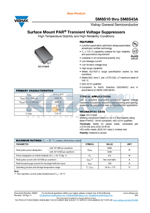 SM8S13 datasheet - Surface Mount PAR Transient Voltage Suppressors