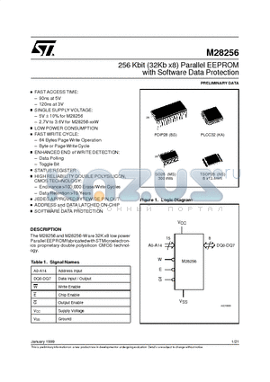 M28256-25BS6T datasheet - 256 Kbit 32Kb x8 Parallel EEPROM with Software Data Protection