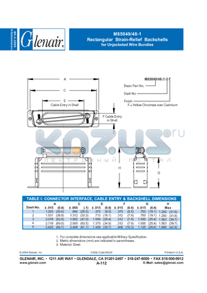 M85049-48-1F datasheet - Rectangular Strain-Relief Backshells