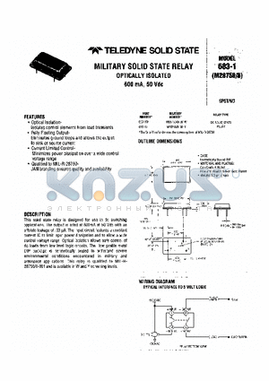 M28750-001W datasheet - MILITARY SOLID STATE RELAY OPTICALLY ISOLATED