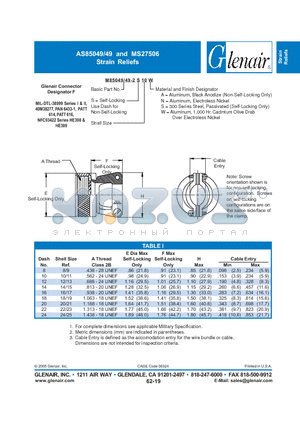 M85049-49-2S10N datasheet - Strain Reliefs