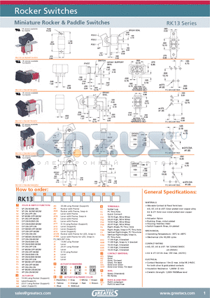 RK13S1J1NANVS4AGEV datasheet - Miniature Rocker & Paddle Switches