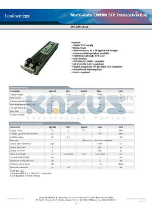 SPC-MR-LR-31CNA datasheet - Multi-Rate CWDM SFP Transceiver(LR)