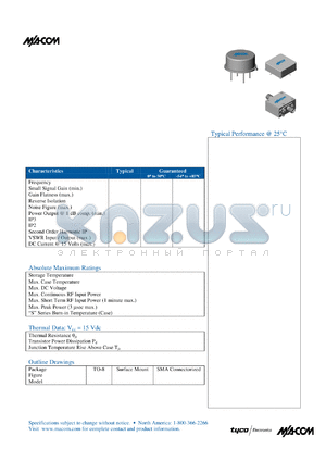 SMA181 datasheet - 10 TO 1000 MHz CASCADABLE AMPLIFIER