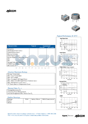 SMA231 datasheet - 10 TO 250 MHz CASCADABLE AMPLIFIER