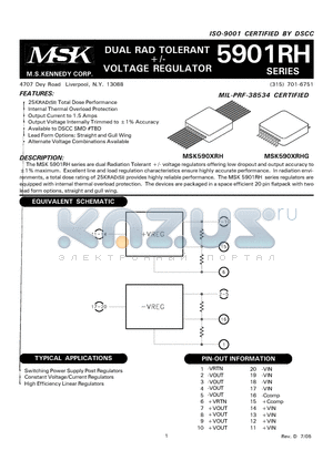 MSK590XERHG datasheet - DUAL RAD TOLERANT /- VOLTAGE REGULATOR