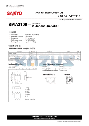 SMA3109 datasheet - Wideband Amplifier