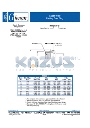 M85049-49-5816 datasheet - Potting Boot Ring