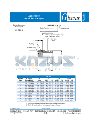 M85049-49-59A22 datasheet - Shrink Boot Adapter