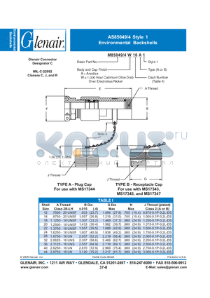 M85049-4A12B datasheet - Environmental Backshells