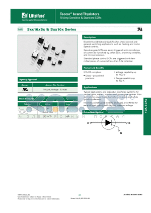 SXX10D datasheet - Excellent unidirectional switches for phase control and general switching