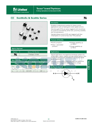 SXX08LS3 datasheet - Excellent unidirectional switches for phase control applications