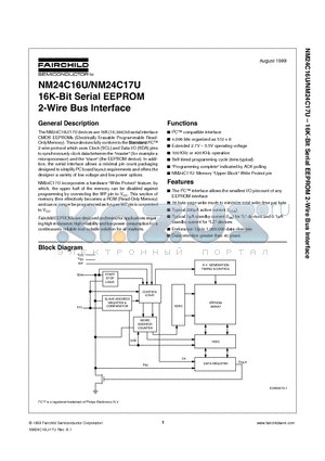 NM24C17UFLZM8 datasheet - 16K-Bit Serial EEPROM 2-Wire Bus Interface