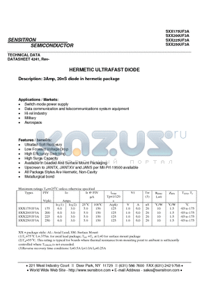 SXX250UF3A datasheet - HERMETIC ULTRAFAST DIODE