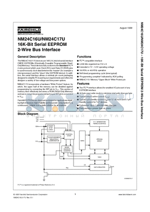 NM24C17UFTLZM8 datasheet - 16K-Bit Serial EEPROM 2-Wire Bus Interface