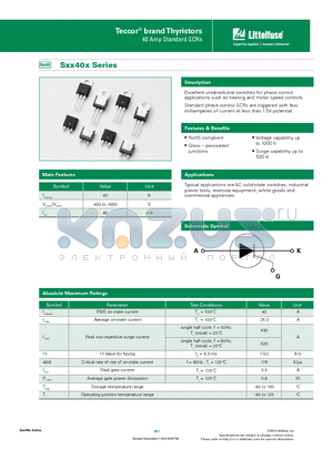 SXX40NTP datasheet - Excellent unidirectional switches for phase control applications