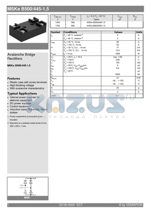 MSKAB500/445-1.5 datasheet - Avalanche Bridge Rectifiers