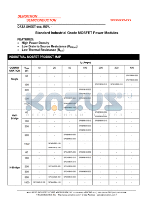 SPC4M012-100 datasheet - Standard Industrial Grade MOSFET Power Modules