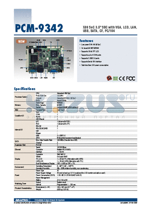 PCM-9342 datasheet - X86 SoC 3.5