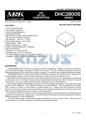 MSKDHC2800SRG datasheet - 6W DC-DC CONVERTERS