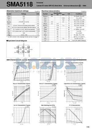 SMA5118 datasheet - N-channel 3-phase DC motor 200V AC direct drive