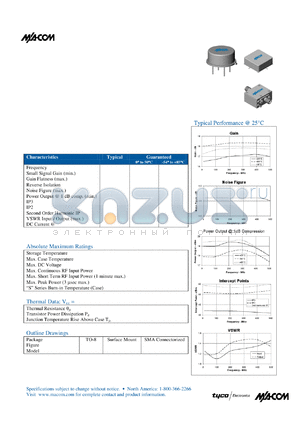 SMA513 datasheet - 10 TO 500 MHz TO-8 CASCADABLE AMPLIFIER