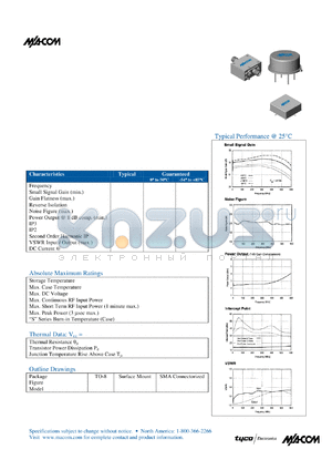 SMA531 datasheet - 10 TO 500 MHz CASCADABLE AMPLIFIER