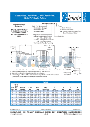 M85049-56G10A datasheet - Strain Reliefs