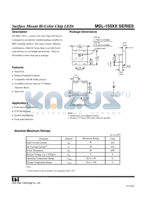 MSL-155B2 datasheet - Surface Mount Bi-Color Chip LEDs