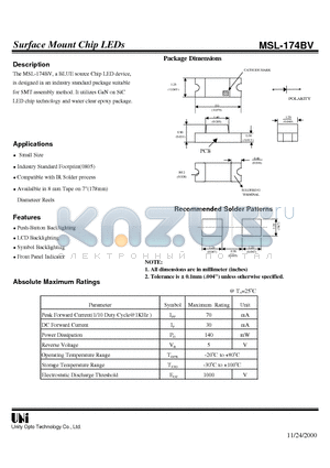 MSL-174BV datasheet - Surface Mount Chip LEDs