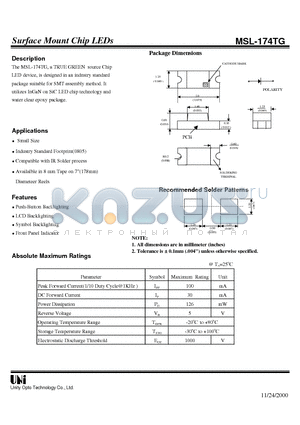 MSL-174TG datasheet - Surface Mount Chip LEDs