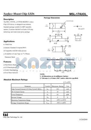 MSL-174UOL datasheet - Surface Mount Chip LEDs