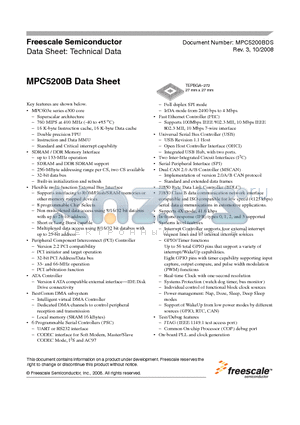 SPC5200CBV400B datasheet - Technical Data