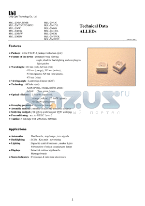 MSL-204UG datasheet - ALLEDs