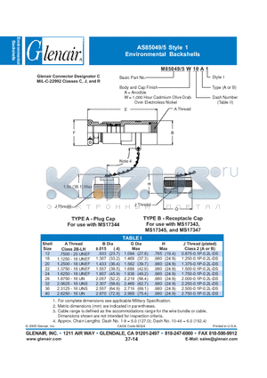 M85049-5A10B datasheet - Environmental Backshells