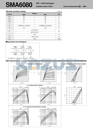 SMA6080 datasheet - PNP  NPN Darlington 3-phase motor drive