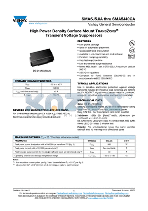 SMA5J7.5A datasheet - High Power Density Surface Mount TRANSZORB^