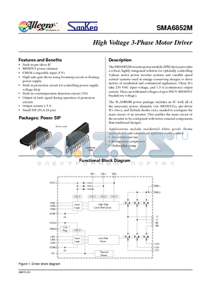 SMA6852M datasheet - High Voltage 3-Phase Motor Driver