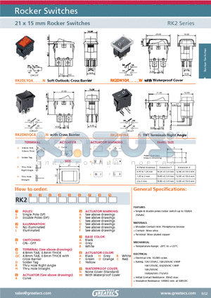 RK2DL1Q4AHAN datasheet - 21 x 15 mm Rocker Switches