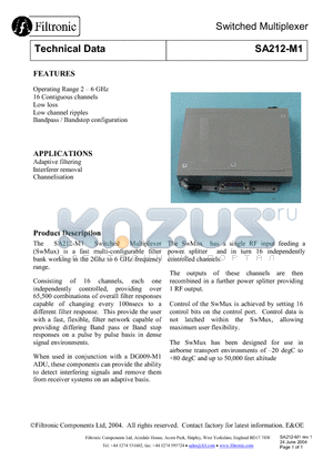 SA212-M1 datasheet - Switched Multiplexer